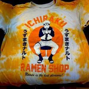 Naruto Ichiraku Ramen Shop Shirt Mens XL Orange Tie Dye Anime